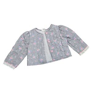Vintage 80s 90s New York Kids Baby Quilted Floral Heart Button Jacket 18 Mo‎